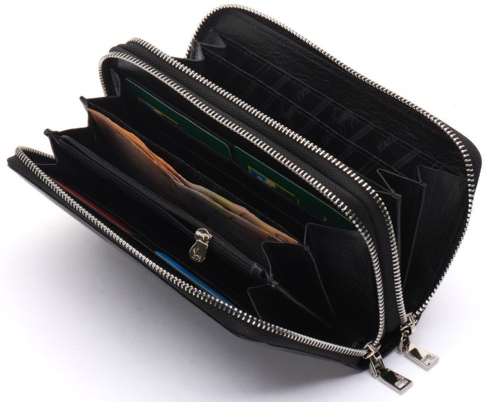 Чорний чоловічий клатч на дві блискавки з натуральної шкіри Marco Coverna MC-801-1