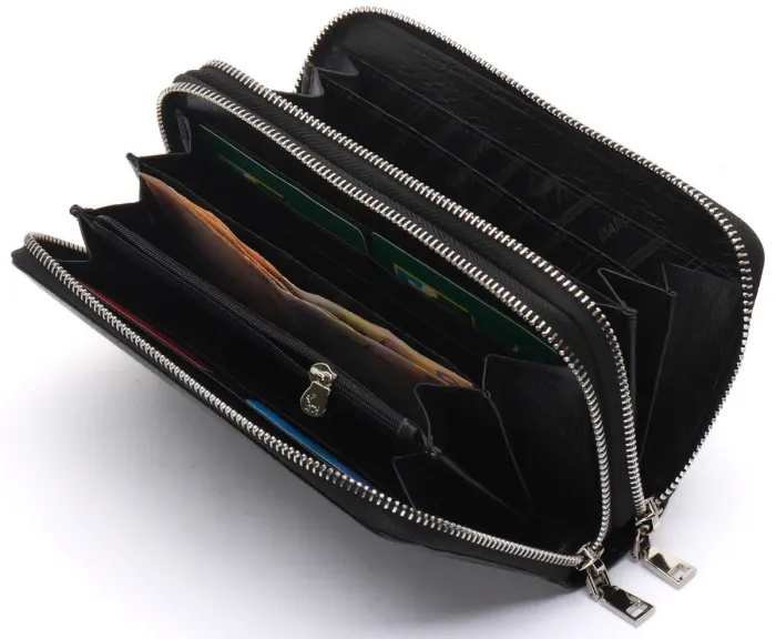 Чорний чоловічий клатч на дві блискавки з натуральної шкіри Marco Coverna MC-801-1