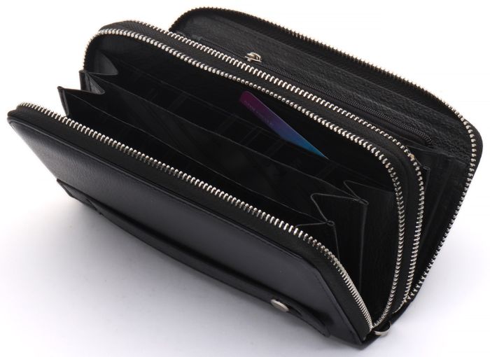 Чорний чоловічий клатч на дві блискавки з натуральної шкіри Marco Coverna MC-801-1