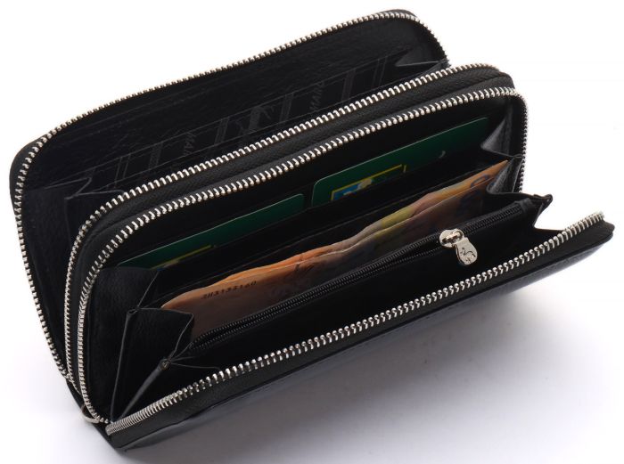 Чорний чоловічий клатч на дві блискавки з натуральної шкіри Marco Coverna MC-801-1