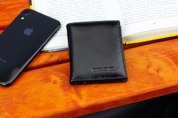 Чорне маленьке портмоне на магніті з затискачем MARCO COVERNA MC-101Н-1