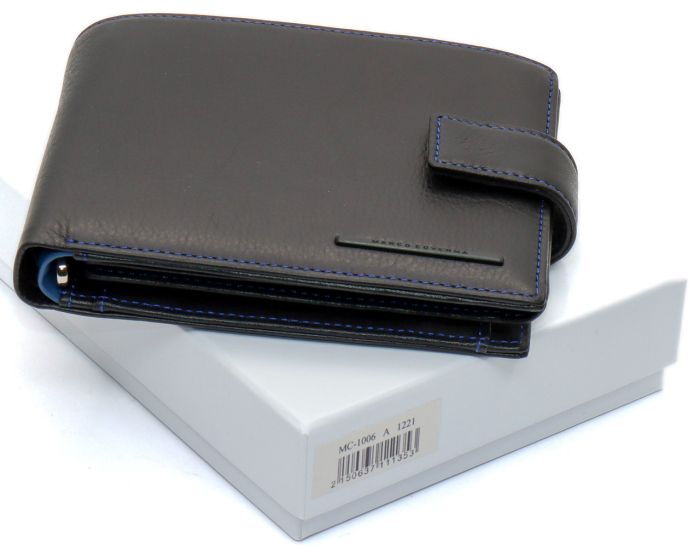 Чорний стильний чоловічий гаманець з блоком для документів із натуральної шкіри Marco Coverna MC-1006 A 1221