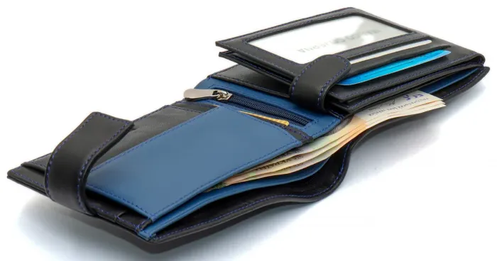 Чорний стильний чоловічий гаманець з блоком для документів із натуральної шкіри Marco Coverna MC-1006 A 1221