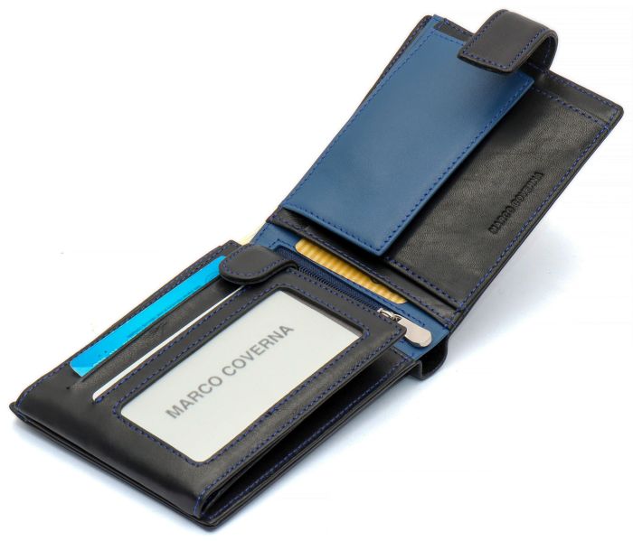 Чорний стильний чоловічий гаманець з блоком для документів із натуральної шкіри Marco Coverna MC-1006 A 1221