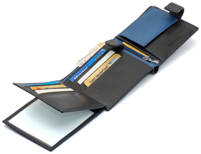 Чорний стильний чоловічий гаманець з блоком для документів із натуральної шкіри Marco Coverna MC-1006 A 1221