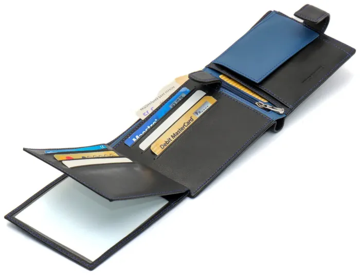 Чорний стильний чоловічий гаманець з блоком для документів із натуральної шкіри Marco Coverna MC-1006 A 1221