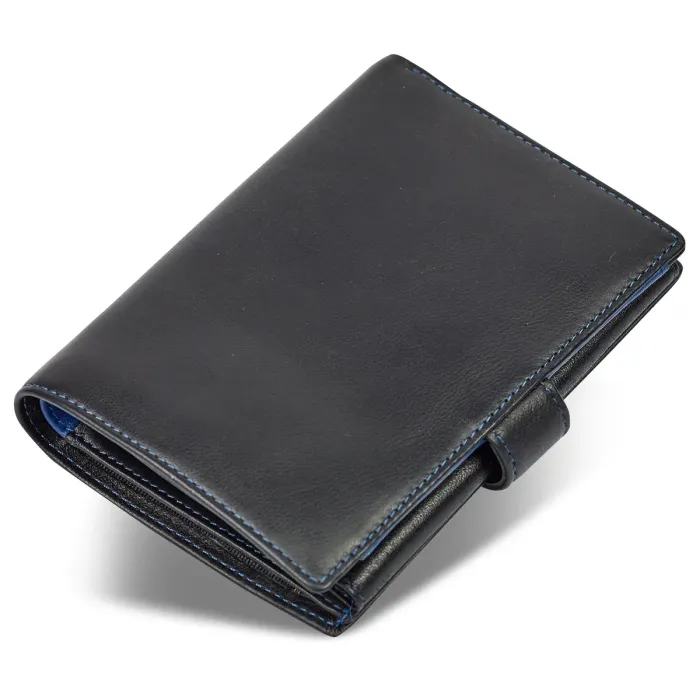 Чорний чоловічий гаманець з фіксацією з натуральної шкіри Marco Coverna MC-1005 A 1221