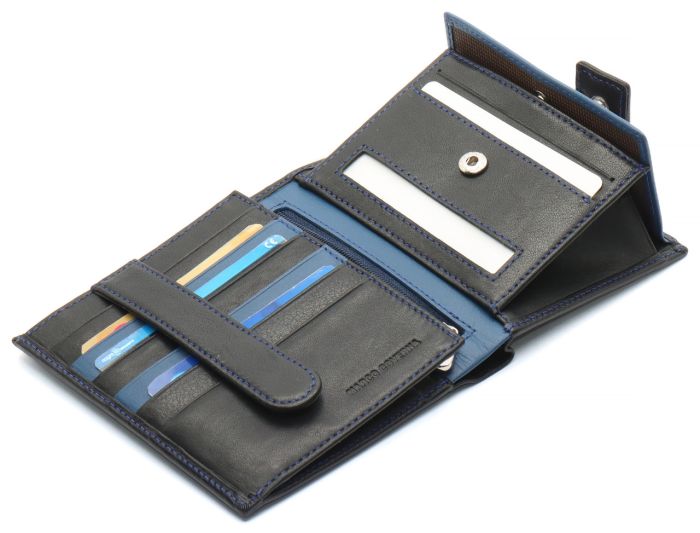 Чорний чоловічий гаманець з фіксацією з натуральної шкіри Marco Coverna MC-1005 A 1221