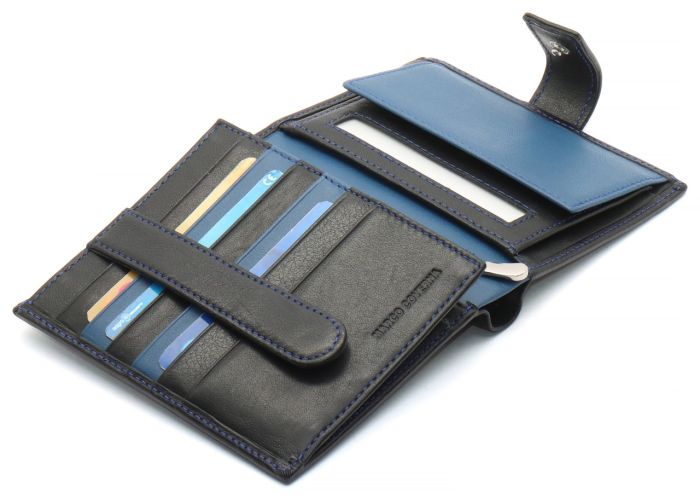 Чорний чоловічий гаманець з фіксацією з натуральної шкіри Marco Coverna MC-1005 A 1221