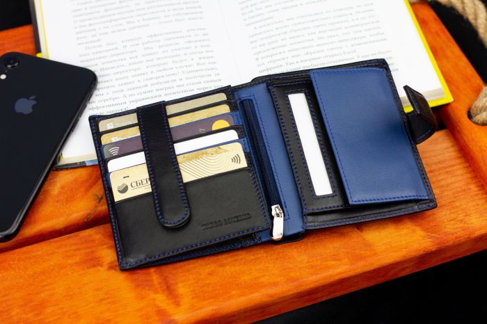 Чорний чоловічий гаманець з фіксацією з натуральної шкіри Marco Coverna MC-1005 A 1221