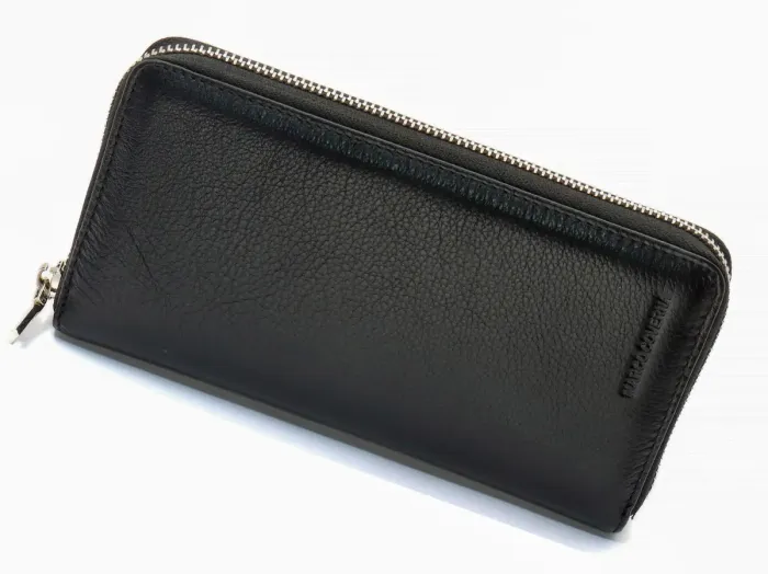 Чорний чоловічий гаманець-клатч на блискавці з натуральної шкіри Marco Coverna MC-802-1