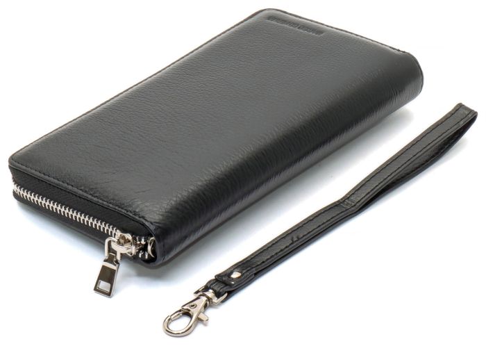 Чорний чоловічий гаманець-клатч на блискавці з натуральної шкіри Marco Coverna MC-802-1