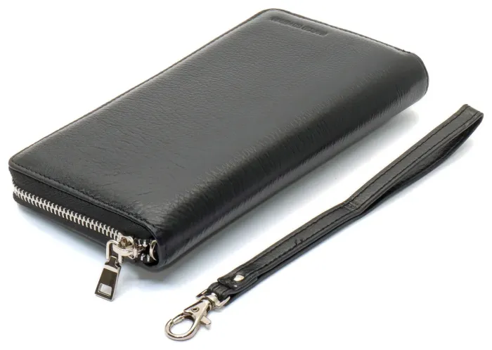 Чорний чоловічий гаманець-клатч на блискавці з натуральної шкіри Marco Coverna MC-802-1