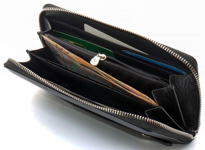 Чорний чоловічий гаманець-клатч на блискавці з натуральної шкіри Marco Coverna MC-802-1