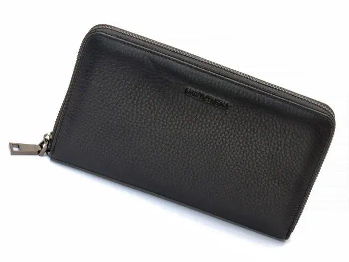 Чорний гаманець-клатч з блоком під картки під однією блискавкою з натуральної шкіри Marco Coverna МС-5901Q