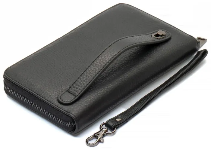 Чорний гаманець-клатч з блоком під картки під однією блискавкою з натуральної шкіри Marco Coverna МС-5901Q
