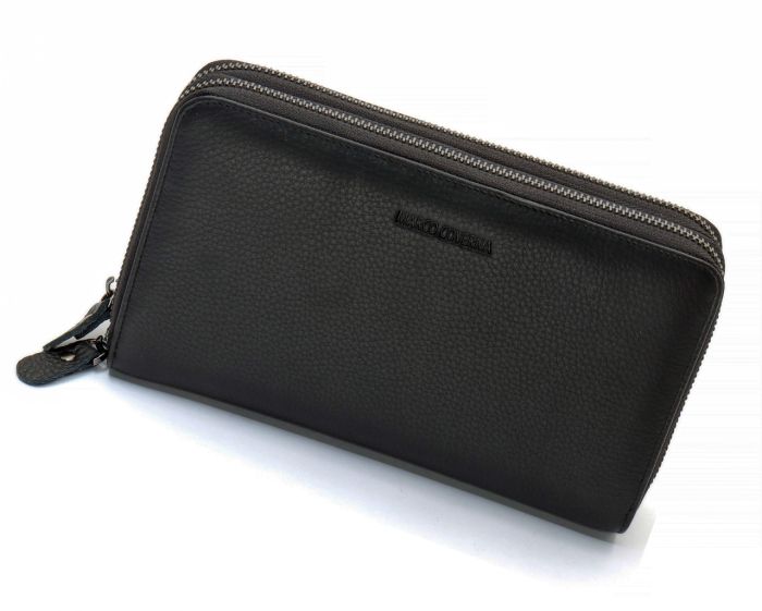 Чорний гаманець-клатч на дві блискавки з натуральної шкіри Marco Coverna B-5902B-1Q