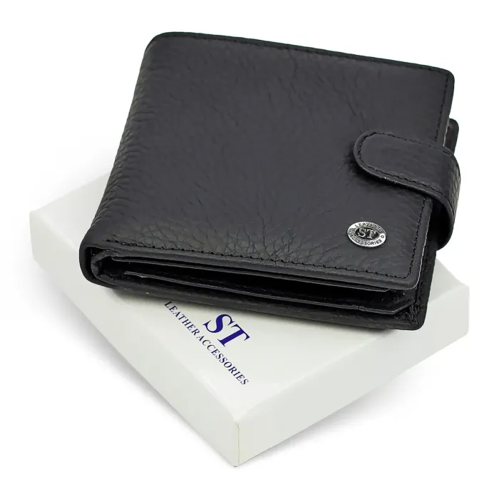 Чоловіче портмоне з натуральної шкіри ST Leather ST153 чорний