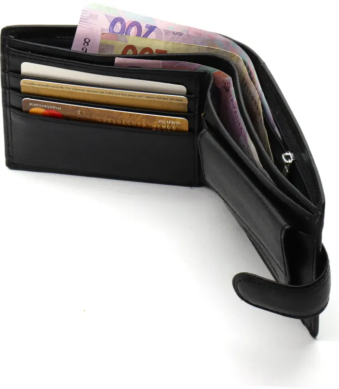 Шкіряне чоловіче портмоне на кнопці ST Leather ST-104-1 чорний