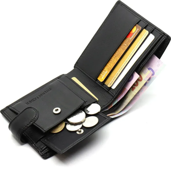 Шкіряне чоловіче портмоне на кнопці ST Leather ST-104-1 чорний