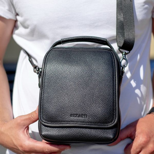 Чоловіча шкіряна сумка-барсетка 22х18х9, месенджер через плече з ручкою TD-22011