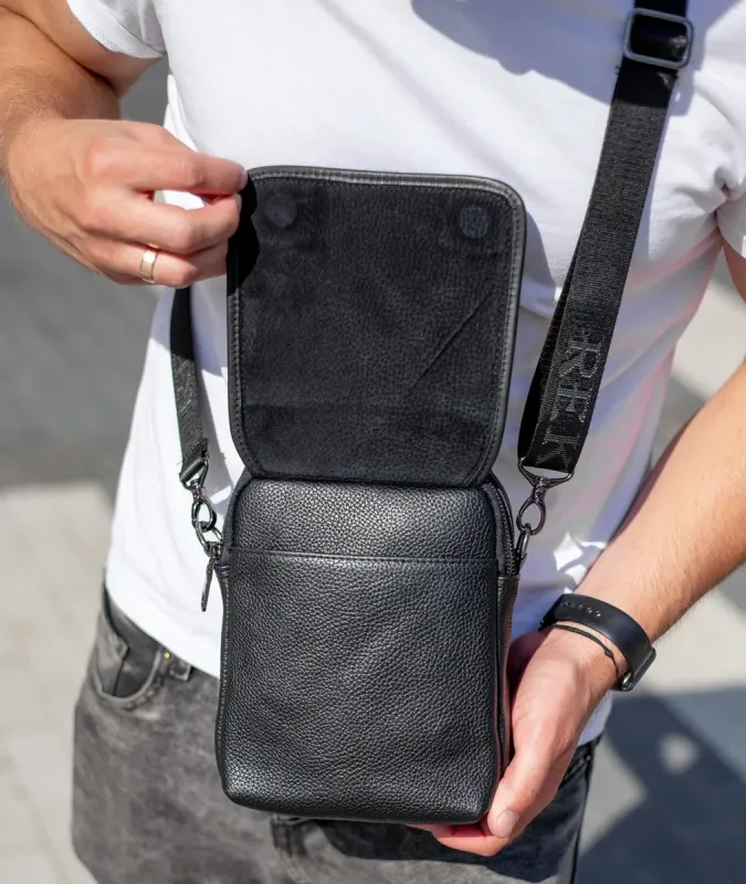 Чоловіча шкіряна сумка-барсетка 22х18х9, месенджер через плече з ручкою TD-22011