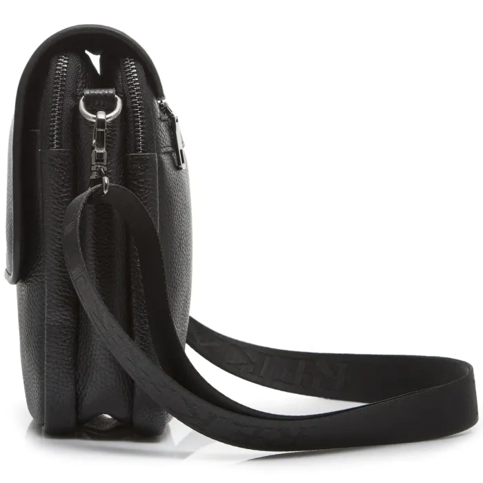 Шкіряна чоловіча сумка-месенджер 24х20х6, барсетка через плече Tiding Bag TD-23433 чорна