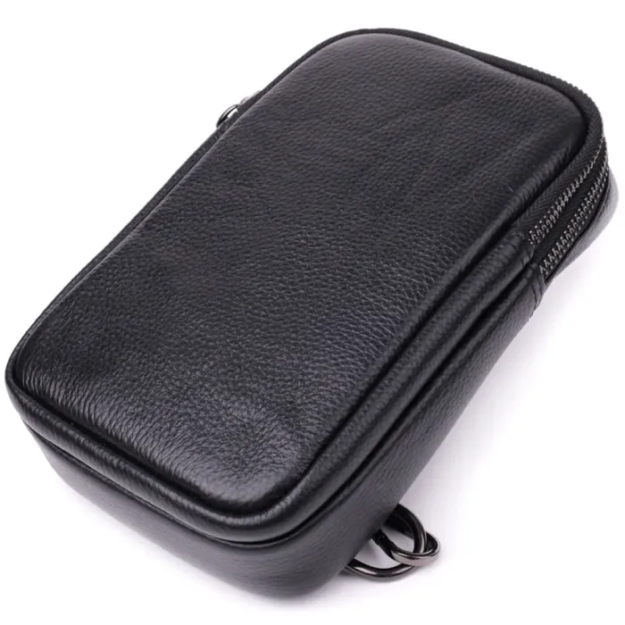 Невелика слінг сумка для чоловіків з натуральної шкіри Vintage 15105 Чорний