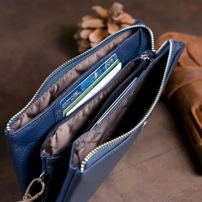 Місткий клатч на два відділення жіночий ST Leather 19248 Синій