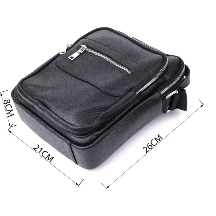 Стильна вертикальна сумка для чоловіків із натуральної шкіри Vintage 15113 Чорний