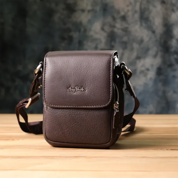 Компактна чоловіча сумка з м'якої натуральної шкіри Tony Perotti 20844_1 (9027-12.5 moro) Коричневий