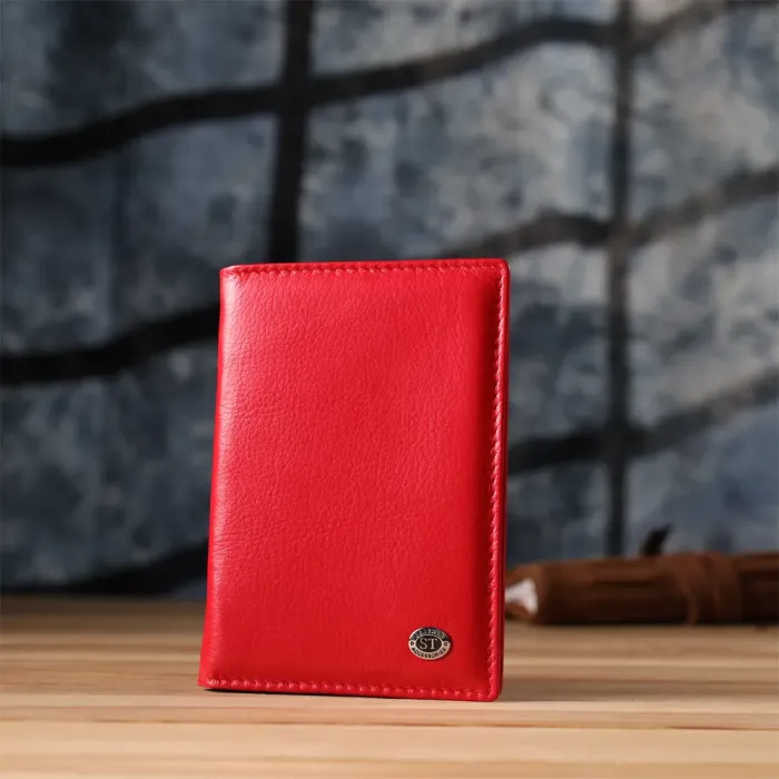 Яскрава обкладинка на паспорт універсального формату із натуральної шкіри ST Leather 23080 Червоний