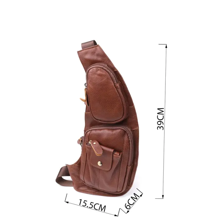 Зручна чоловіча сумка з великою кількістю кишень із натуральної шкіри Vintage 22963 Коричневий