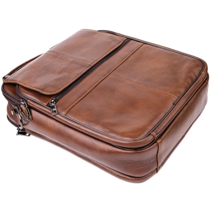 Сумка для чоловіків з ручкою для перенесення в руці з натуральної шкіри Vintage 23028 Коричневый