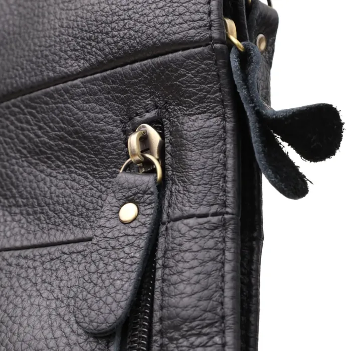 Стильна сумка для чоловіків з великою кількістю кишень із натуральної шкіри Vintage 22957 Чорний