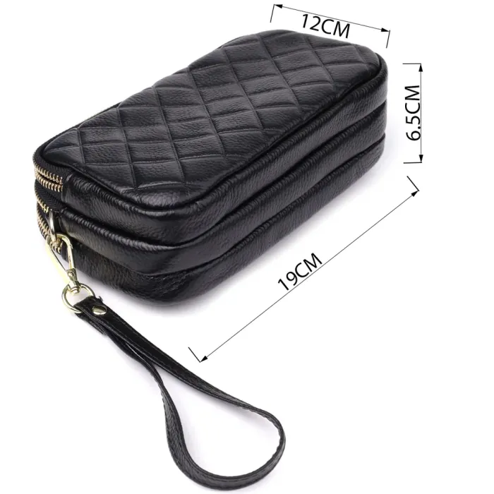 Сумка з натуральної шкіри з трьома відділеннями для жінок Vintage 22890 Чорний