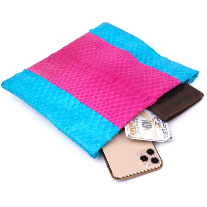 Яскравий жіночий клатч Snake Leather 14993 Рожевий