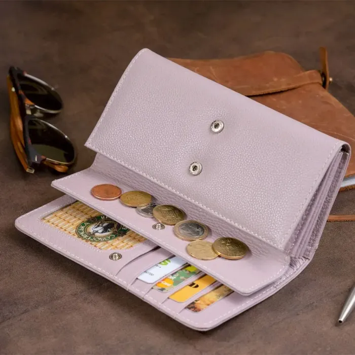 Гаманець шкіряний у дві додавання жіночий ST Leather 19289 Ліловий