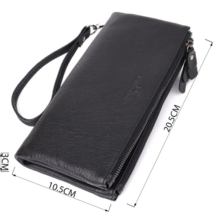 Практичний шкіряний гаманець на три відділення ST Leather 23111 Чорний