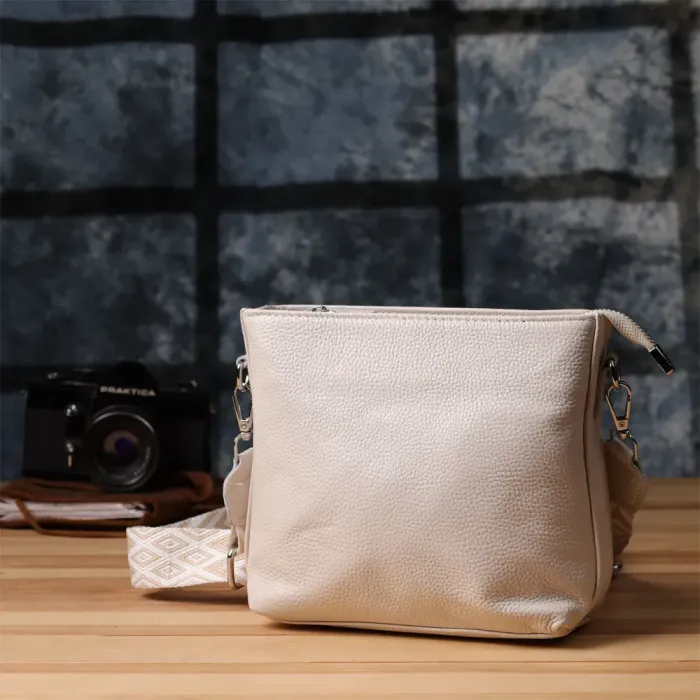 Повсякденна плечова сумка з натуральної шкіри Vintage 22915 Білий