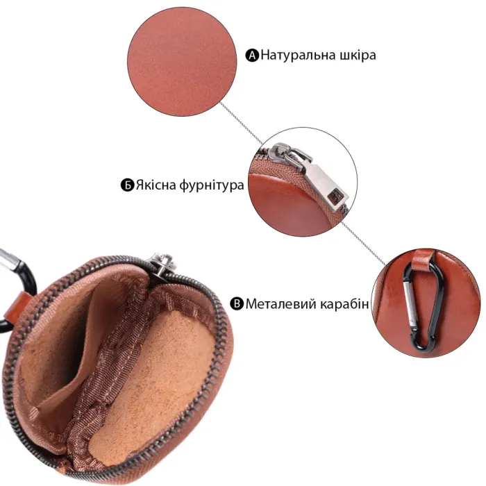 Компактний гаманець для монет із натуральної шкіри Vintage 15080 Коричневий