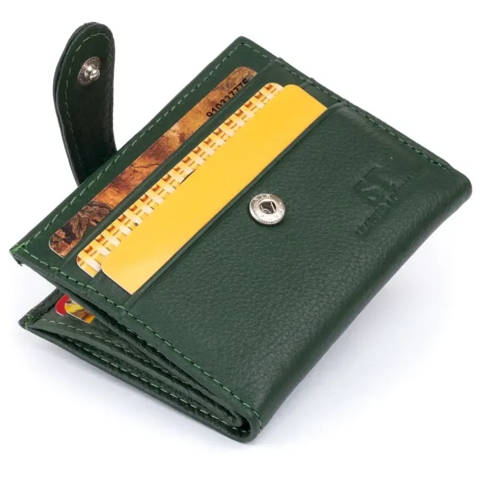 Кошелек-визитница на хлястике с кнопкой женский ST Leather 19229 Зеленый