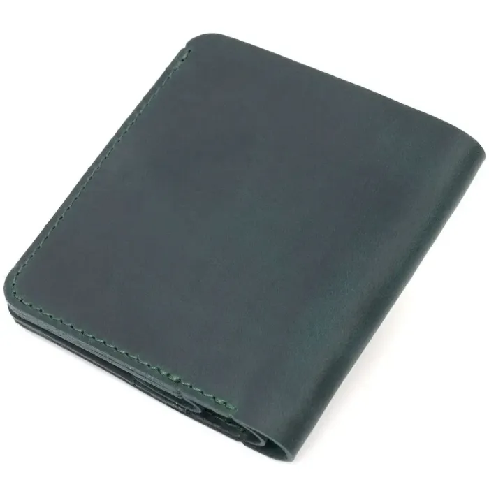 Небольшое винтажное кожаное портмоне Shvigel 16603 Зеленый