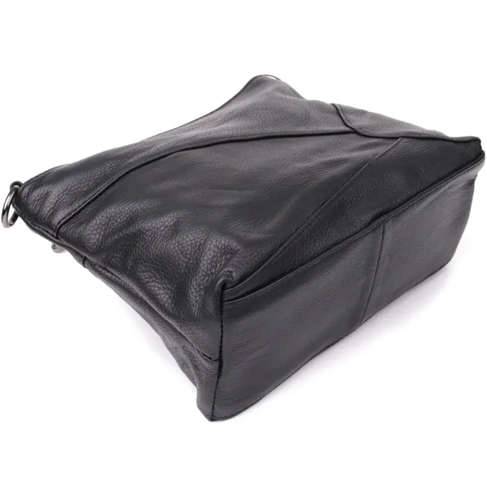 Невелика жіноча сумка з двома ремінцями з натуральної шкіри Vintage 23014 Чорний