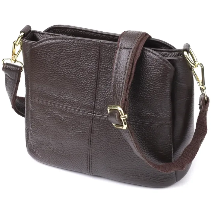Жіноча сумка з натуральної шкіри зі зручною внутрішньою організацією Vintage 22979 Коричневий