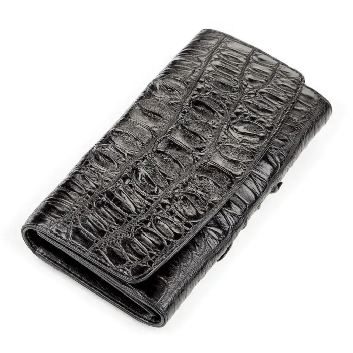 Портмоне жіноче CROCODILE LEATHER 18025 із натуральної шкіри крокодила Чорний