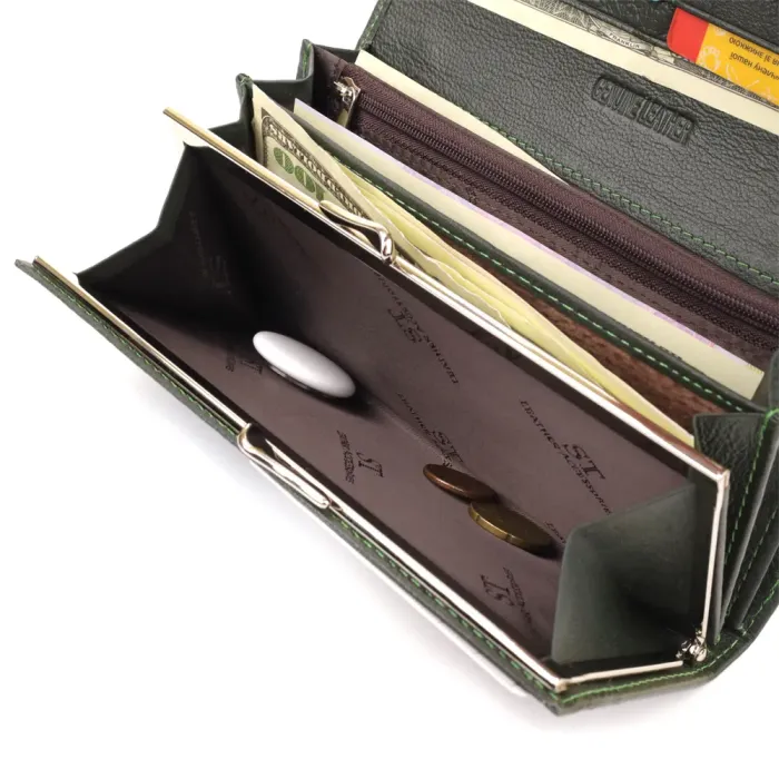 Класичний гаманець для жінок на магніті ST Leather 22744 Зелений