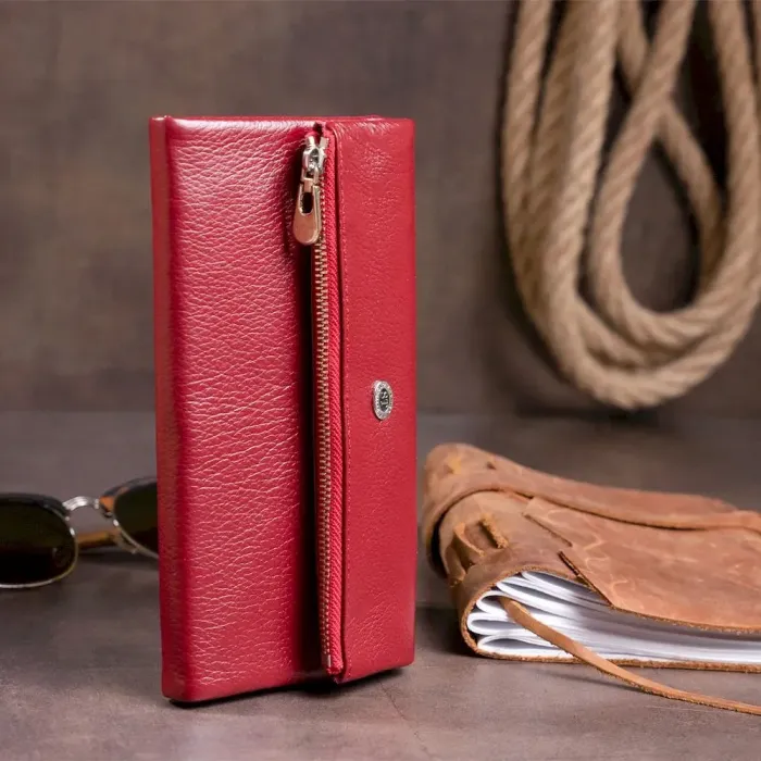 Клатч конверт з кишенею для мобільного шкіряний ST Leather 19273 Бордовий