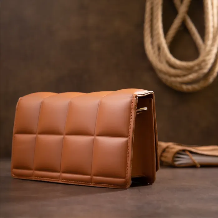 Горизонтальна м'яка сумка зі шкірозамінника Vintage 14909 Коричнева