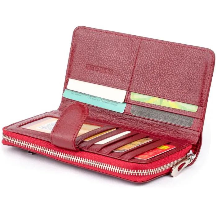 Вертикальний місткий гаманець зі шкіри ST Leather 19307 Бордовий